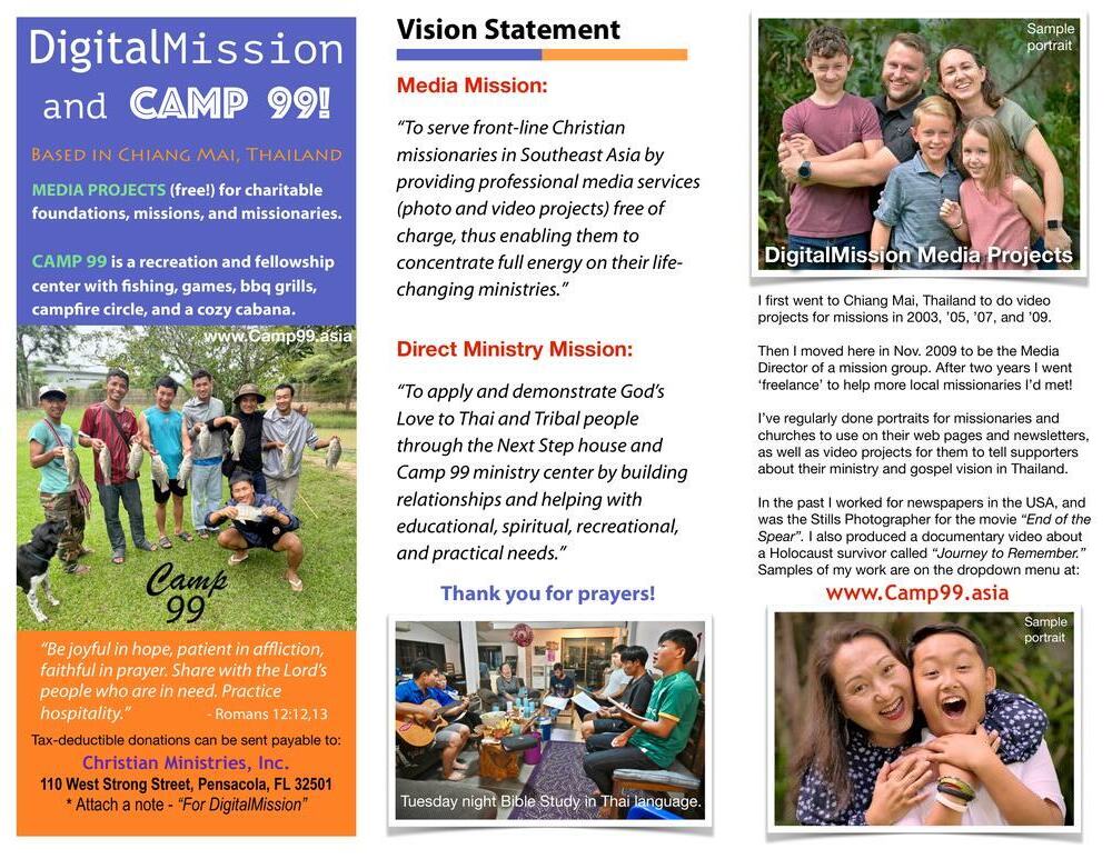 DigitalMission and Camp 99 brochure, page 1