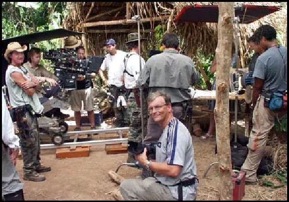 Robert Bowling as stills photographer with the film crew on location in the jungle