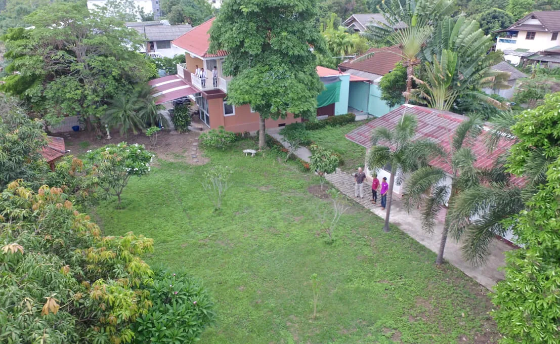 Aerial view of the property around the ministry house